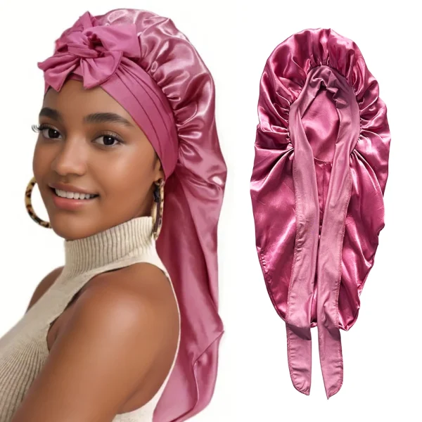 S652cc04ded014c3184d3242af1c04bb27.webp Ensemble bonnet long et bandeau élastique en satin