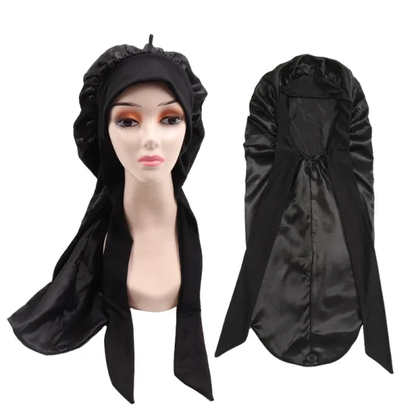 S7d71f965d80746a2aa810be06b690f2fr.webp Bonnet long en satin uni extra large avec long lien