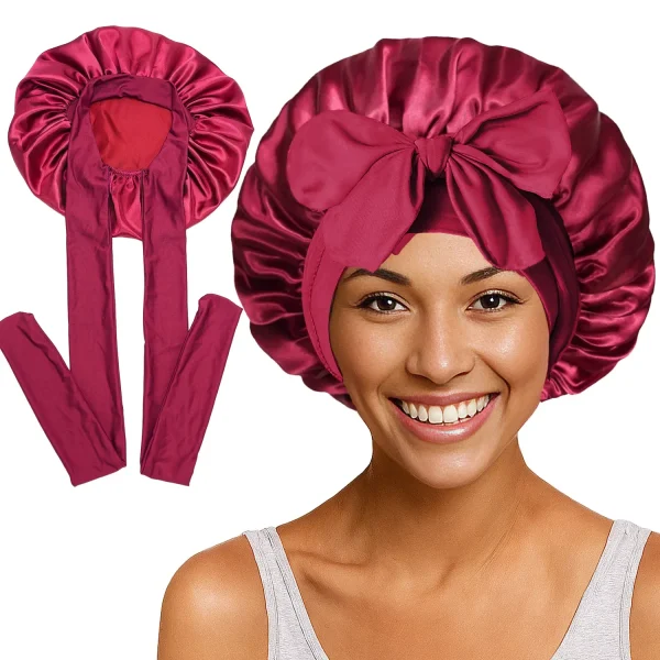 Sd43db9b0904b4d8fb24c0d765a5f6a19E-1.webp Bonnet de nuit en satin à longue queue pour femme