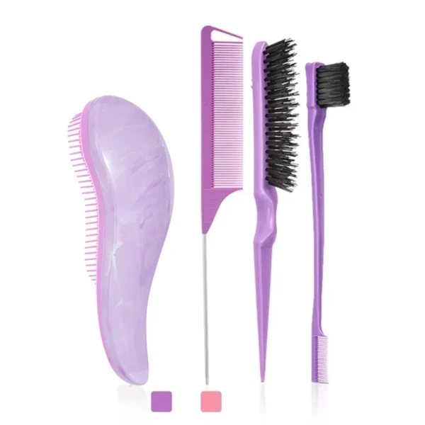 Kit de soins capillaires 5 pièces : brosse antistatique douce