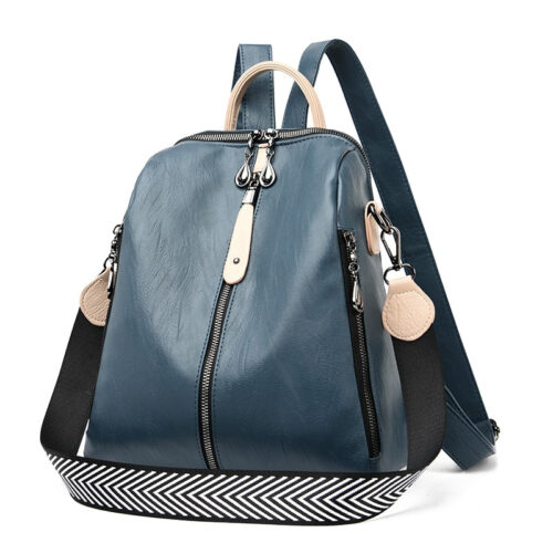 Sac à dos de ville en simili cuir bleu pour femme