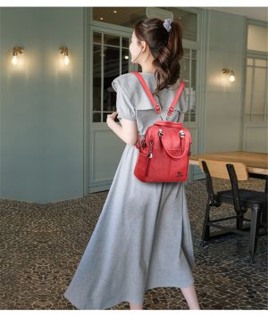 Sac à dos simili cuir bordeaux figue