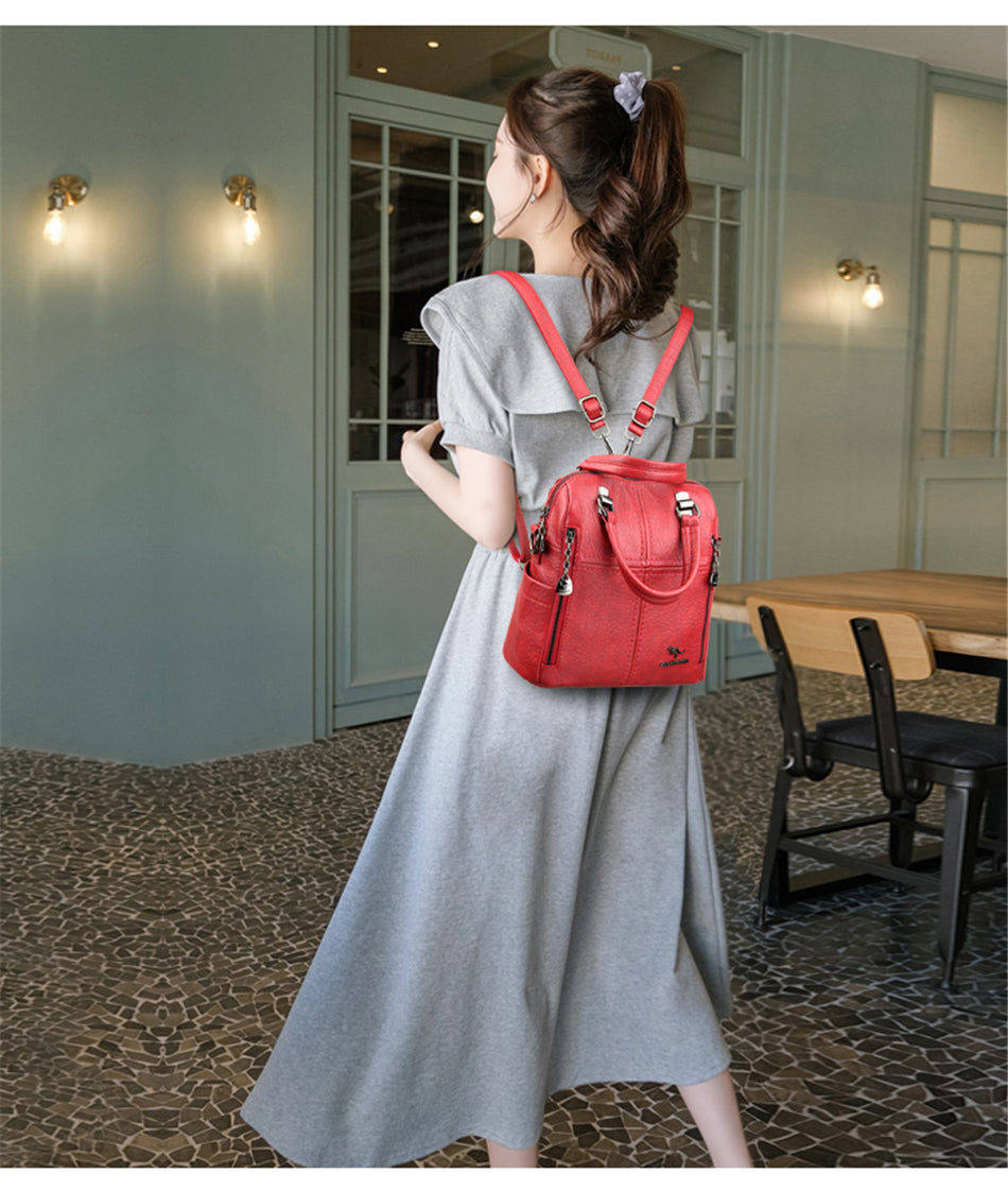 Sac à dos simili cuir bordeaux figue