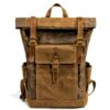 Sac à dos en toile et en cuir grand format homme
