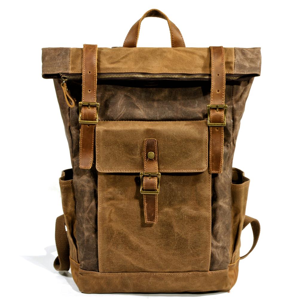 Sac à dos en toile et en cuir grand format homme – Image 2