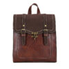 Sac à dos vintage femme en cuir simili marron foncé avec boucle