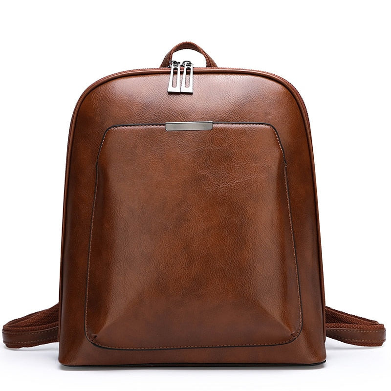 Sac à dos simili cuir femme marron vintage – Image 2