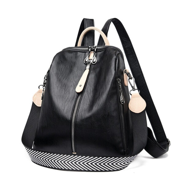 Sac à dos simili cuir femme noir avec poignée blanche