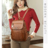 Sac à dos simili cuir marron pour femme