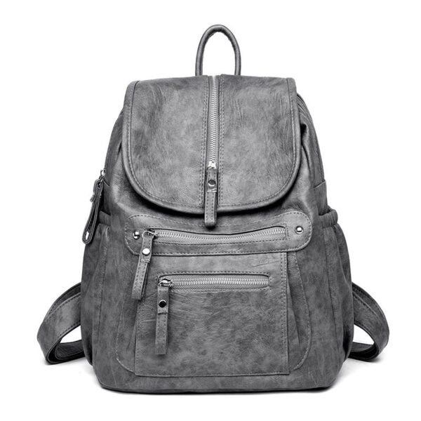 Sac à dos femme simili cuir gris