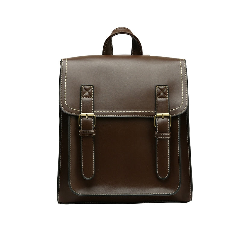 Sac à dos noir simili cuir forme cartable – Image 2