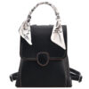 Sac à dos femme simili cuir noir avec poignée en tissu