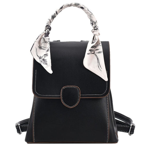 Sac à dos femme simili cuir noir avec poignée en tissu