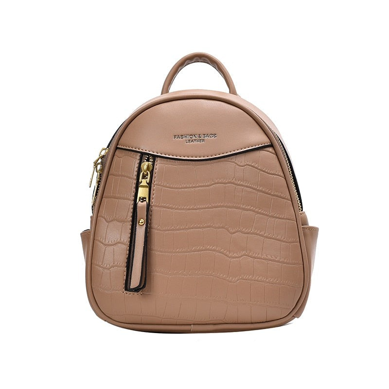 Mini sac à dos simili cuir marron