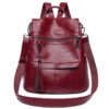 Sac à dos en faux cuir rouge pour femme