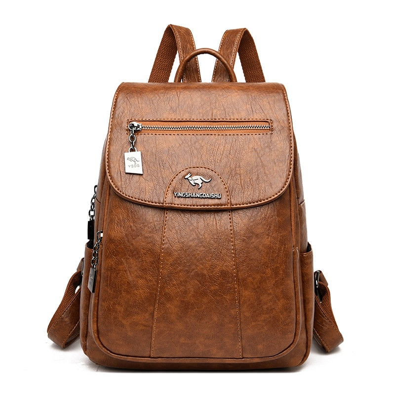Sac à dos simili cuir marron pour femme – Image 2