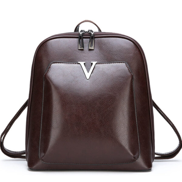 Sac à dos marron imitation cuir pour femme