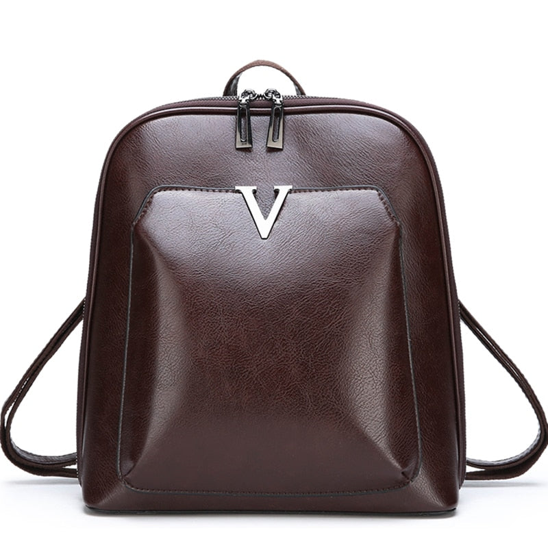 Sac à dos marron imitation cuir pour femme – Image 2