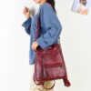 Sac à dos en faux cuir rouge pour femme