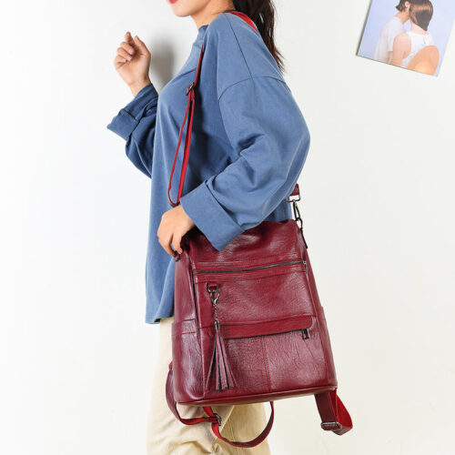 H82c6eb73bb374e35b8a73ae29c21fd73Sjpg Sac à dos en faux cuir rouge pour femme