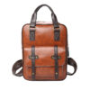 Sac à dos simili cuir marron clair aspect cartable