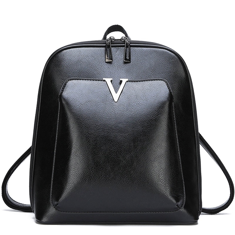 Sac à dos noir simili cuir femme élégant