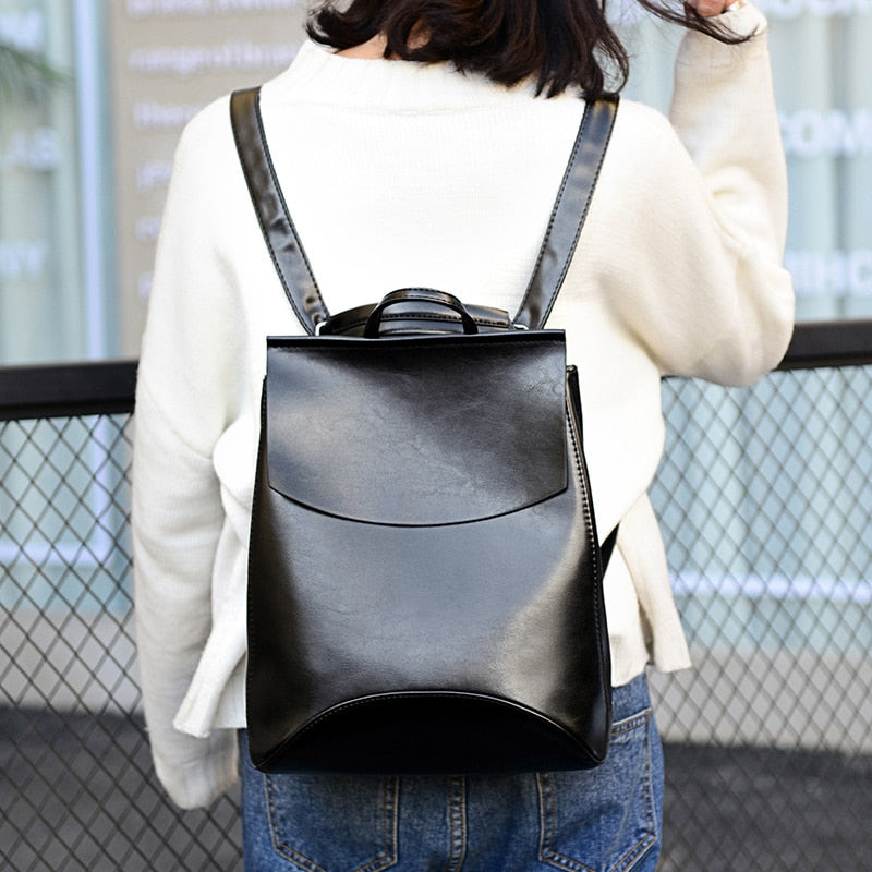 Sac à dos cours simili cuir pour femme
