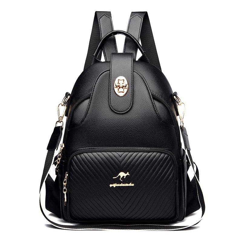 Sac à dos noir moderne similicuir femme – Image 2