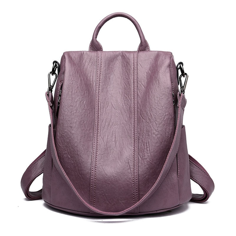 Sac à dos en simili cuir à effet lavande – Image 2