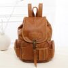 Sac à dos en cuir PU multi-poches marron