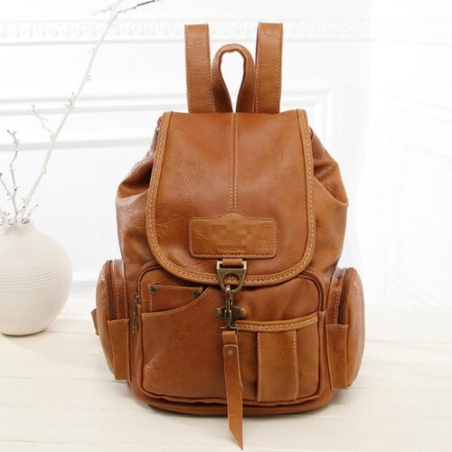HTB19kcvaiHrK1Rjy0Flq6AsaFXamjpg Sac à dos en cuir PU multi-poches marron
