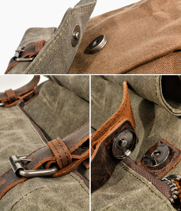 Sac à dos en toile et en cuir grand format homme