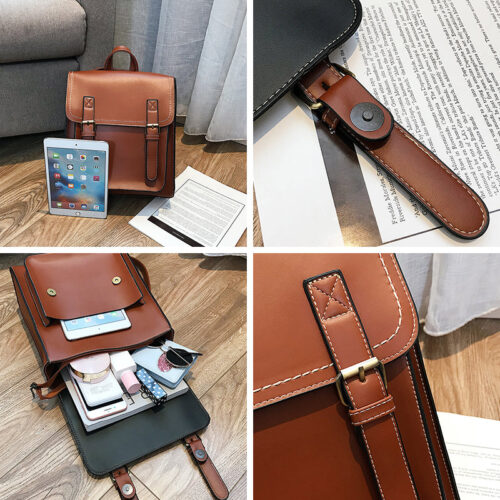 Sac à dos cuir PU vintage marron