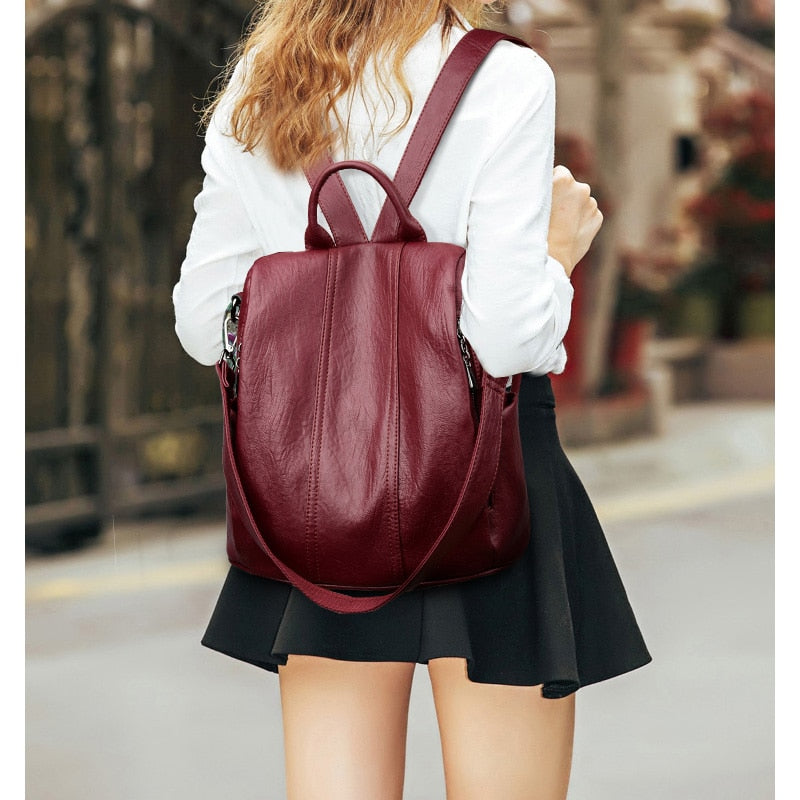 Sac à dos bordeaux simili cuir