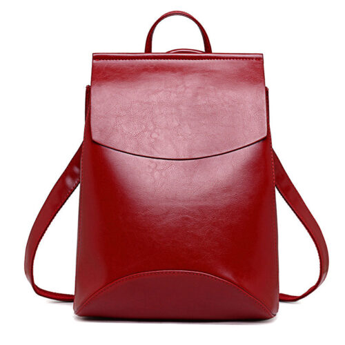 Sac à dos rouge cours simili cuir femme