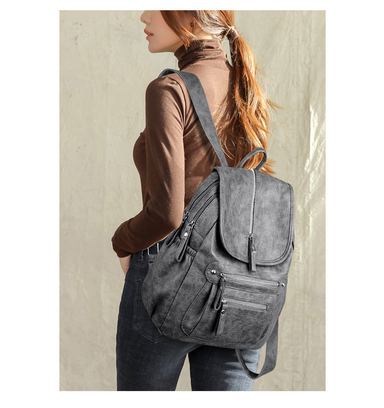 Sac à dos femme simili cuir gris