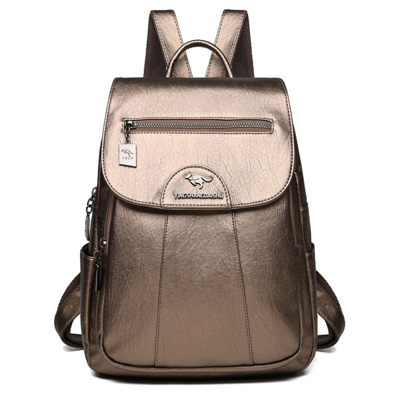 Sac à dos simili cuir doré pour femme – Image 2