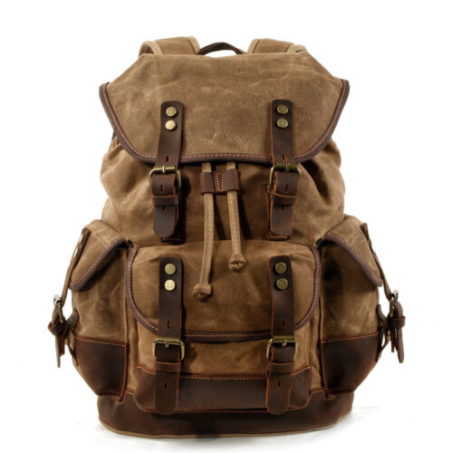 Sac à dos toile et cuir marron