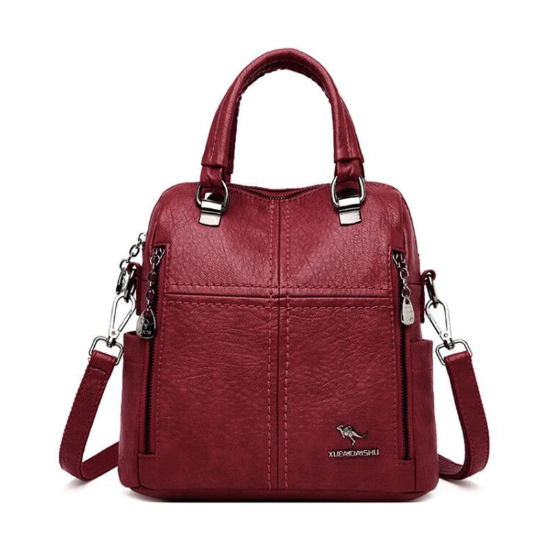 Sac à dos simili cuir bordeaux figue – Image 2