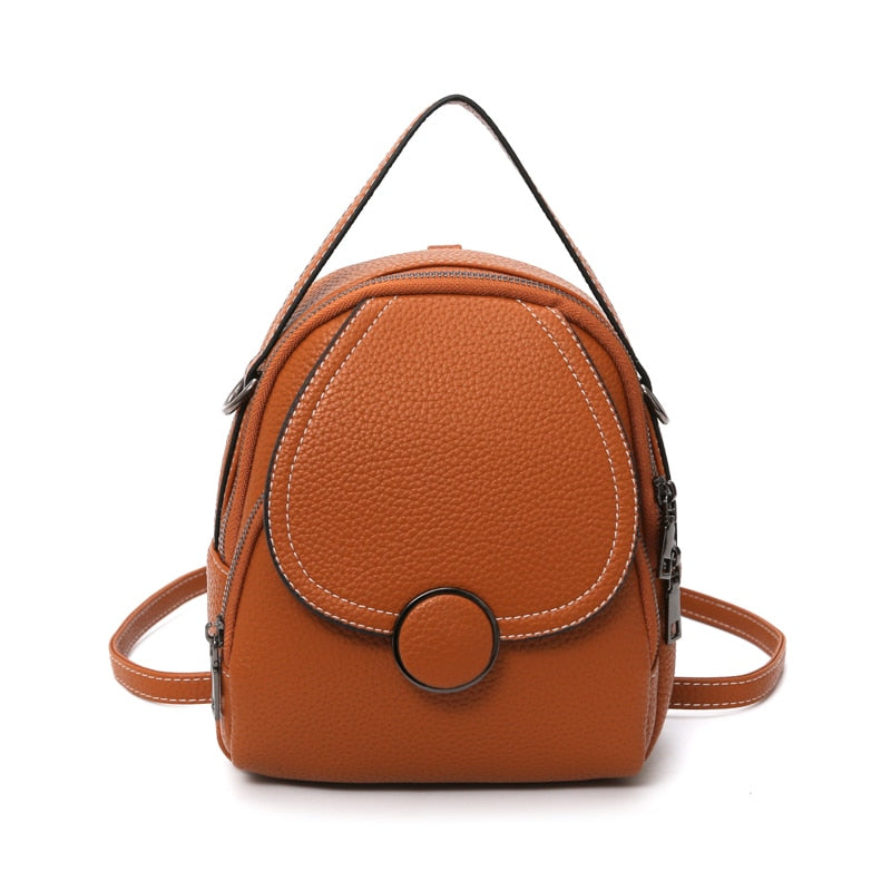 Petit sac à dos femme en simili marron – Image 2