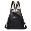 Sac à dos noir pour femme simili cuir PU avec poignée blanche