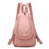 Sac à dos en cuir PU rose avec pierre strass