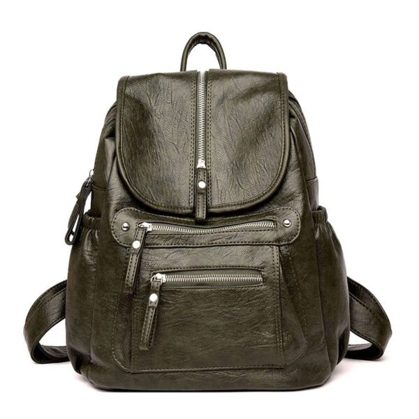 Sac à dos femme vert en simili cuir mouton