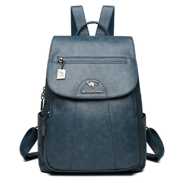Sac à dos en simili cuir pour femme bleu avec bretelle