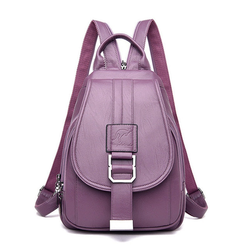 Sac à dos femme simili cuir violet – Image 2